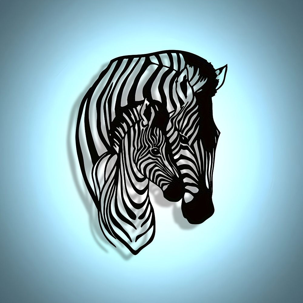 Art Craft Zebra - 우아한 미니멀리스트 얼룩말 가족 금속 벽