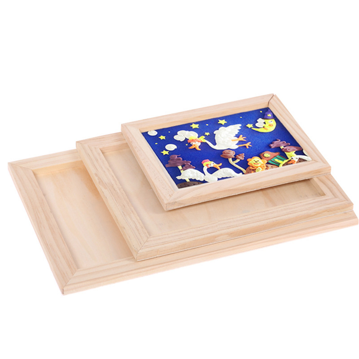Art Craft Wood - 2Pcs 빈 나무 그림 프레임 세트