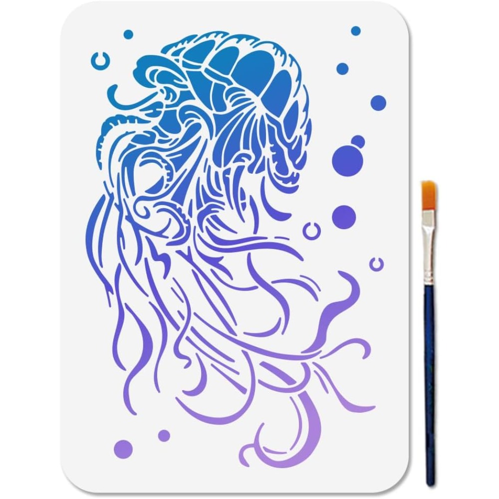 Art Craft Jellyfish - 꿈꾸는 듯한 해파리 스텐실 재사용 가능한