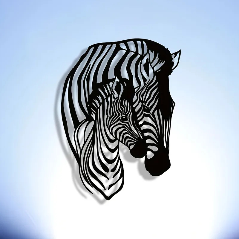 Art Craft Zebra - 우아하고 미니멀한 얼룩말 가족 금속 벽