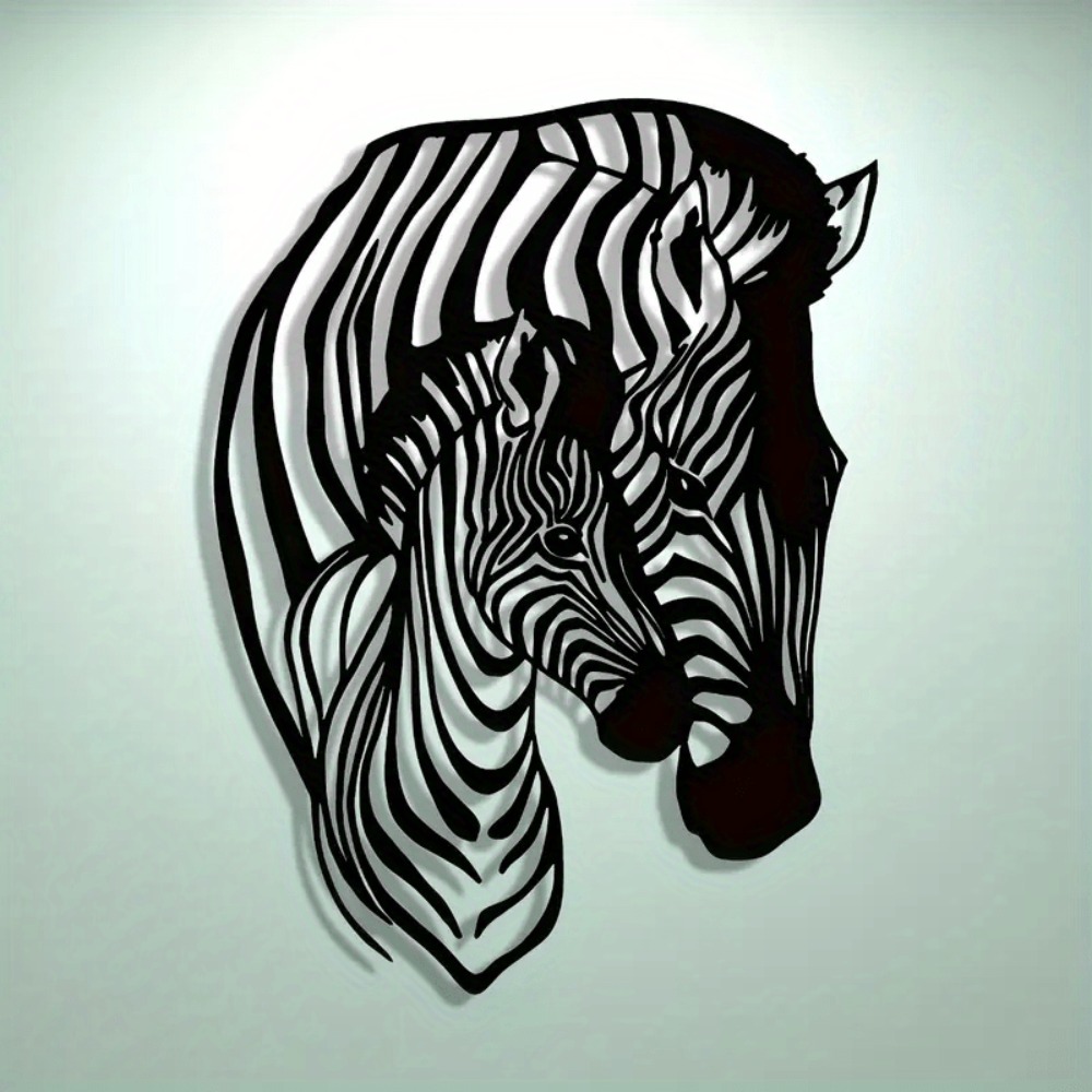 Art Craft Zebra - 우아한 미니멀리스트 얼룩말 가족 금속 벽
