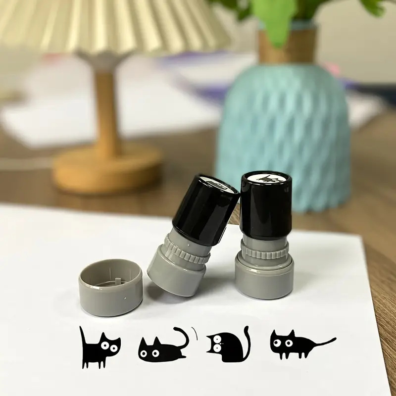 Art Craft Cat - 귀여운 기울어진 목 검은 고양이 스탬프,