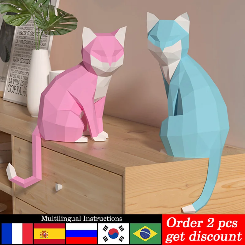 Art Craft Cat - 1 쌍 연인 고양이 동물 장식