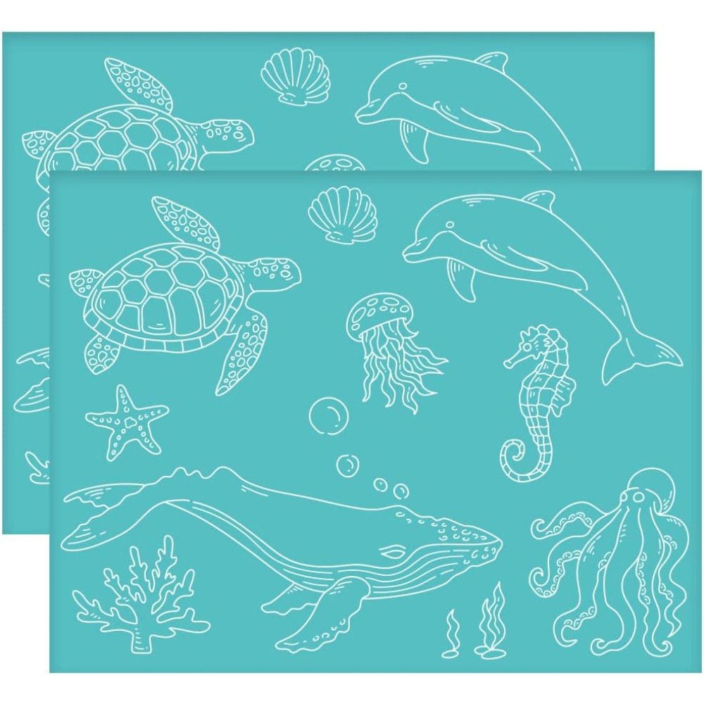 Silk Screen Printing - 2Pcs 11x8.6 인치 바다 동물 자체