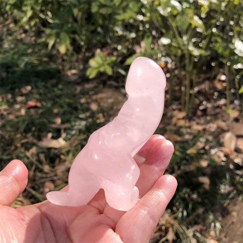 Art Craft Dinosaurs - 1개 천연 로즈쿼츠 만화 페니스 공룡