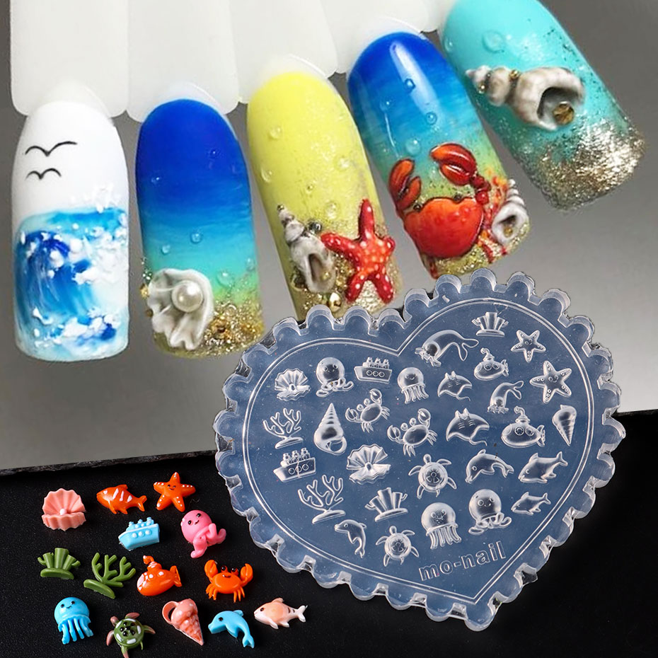1pc 오션 테마 3D 실리콘 네일 조각 금형 귀여운  - Art Craft Jellyfish 리뷰 및 가격