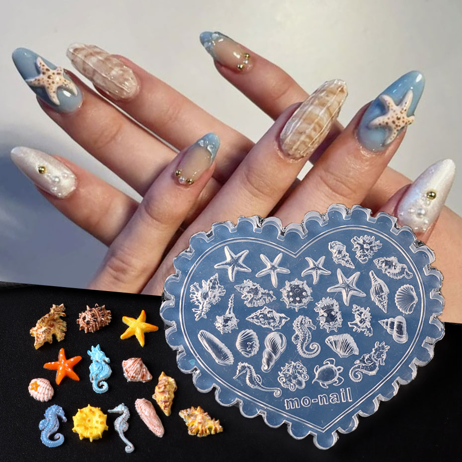 1pc 오션 테마 3D 실리콘 네일 조각 금형 귀여운  - Art Craft Jellyfish 리뷰 및 가격