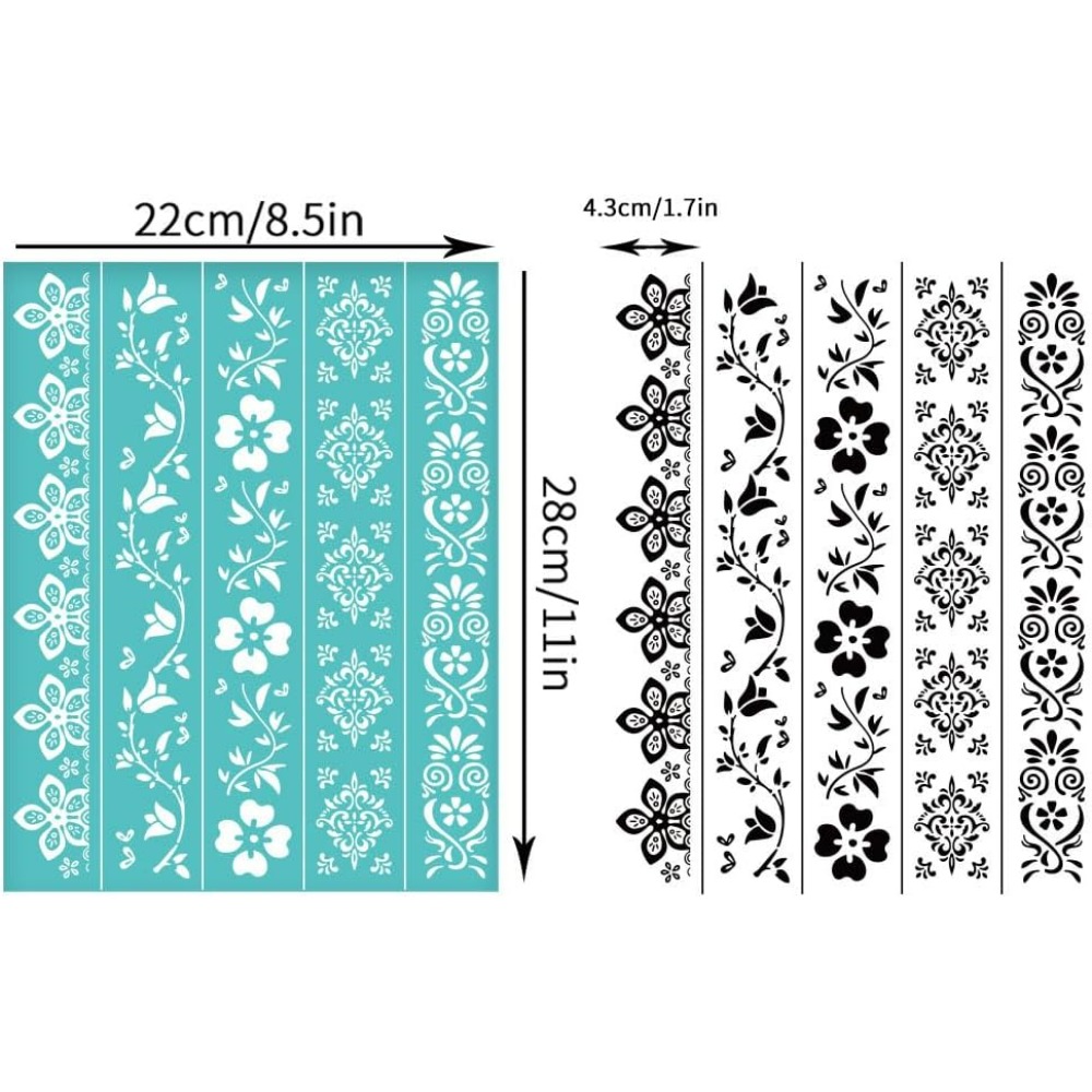 2 Pcs 꽃 테두리 실크 스크린 스텐실 재사용 가능한 - Silk Screen Printing 리뷰 및 가격