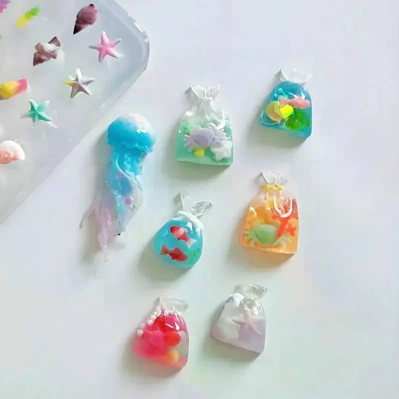 3D 오션 시리즈 실리콘 해파리 불가사리 조개 네일 몰 - Art Craft Jellyfish 리뷰 및 가격