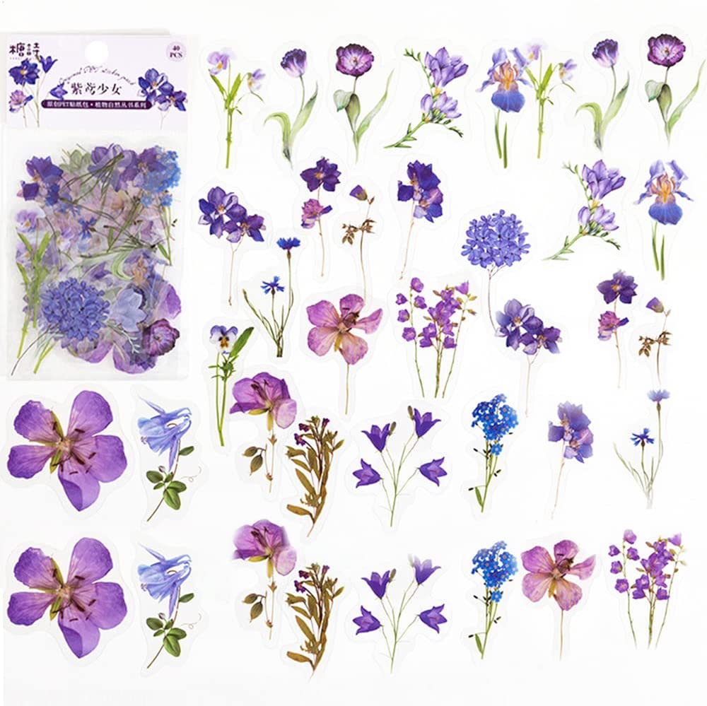 40 Pcs 스크랩북 스티커 애완 동물 투명 꽃 자연  - Art And Craft Photos 리뷰 및 가격