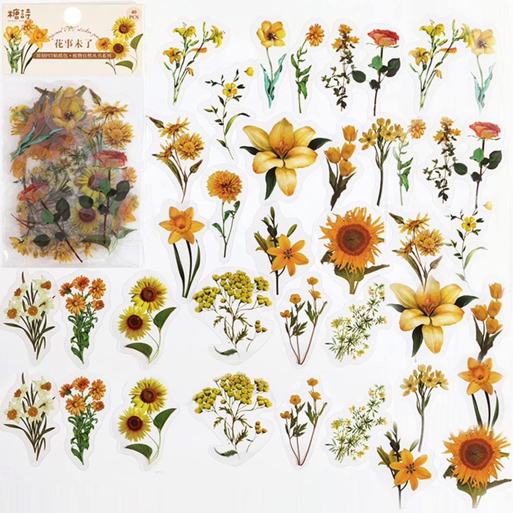 40 Pcs 스크랩북 스티커 애완 동물 투명 꽃 자연  - Art And Craft Photos 리뷰 및 가격