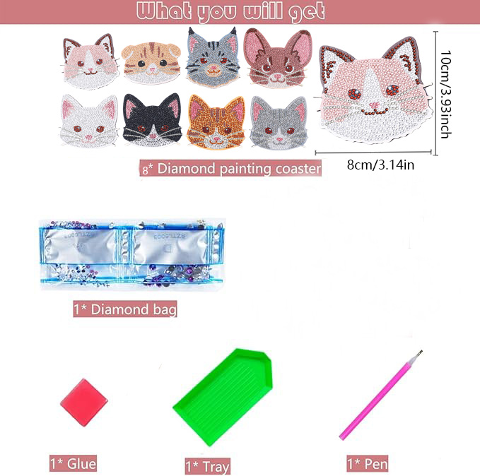 8 조각 DIY 다이아몬드 페인팅 아트 세트 고양이 패 - Art Craft Cat 리뷰 및 가격