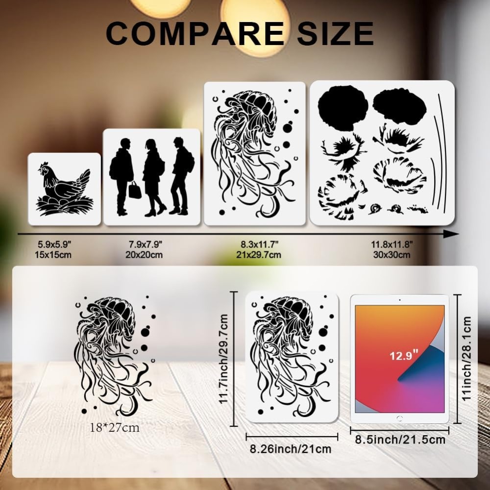 꿈꾸는 듯한 해파리 스텐실 재사용 가능한 여름 바다 거 - Art Craft Jellyfish 리뷰 및 가격