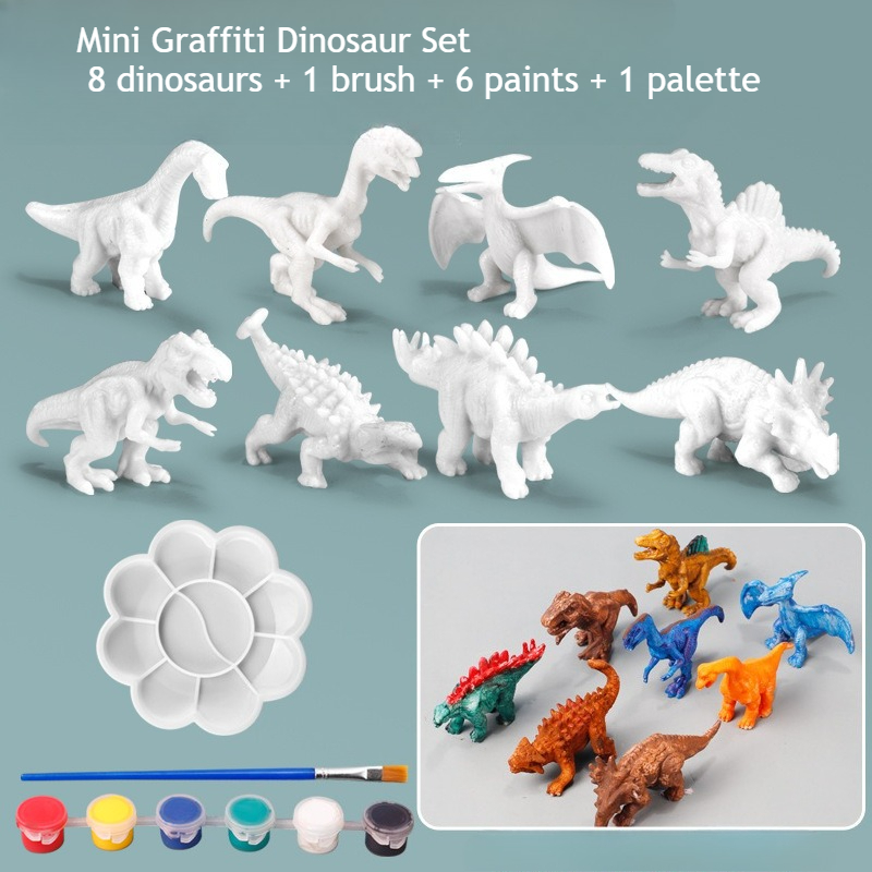 나만의 공룡 페인트 키트 8개의 흰색 모델과 페인트 포 - Art Craft Dinosaurs 리뷰 및 가격