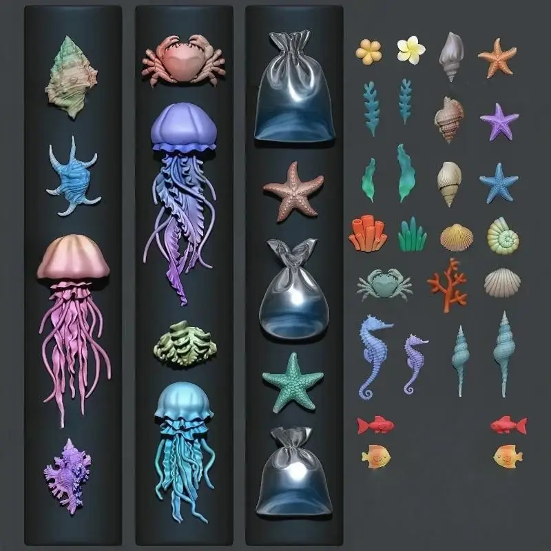 3D 오션 시리즈 실리콘 해파리 불가사리 조개 네일 몰 - Art Craft Jellyfish 리뷰 및 가격