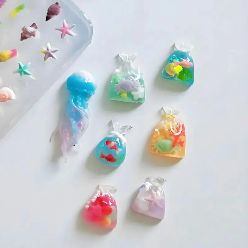 3D 오션 시리즈 실리콘 해파리 불가사리 조개 네일 몰 - Art Craft Jellyfish 리뷰 및 가격