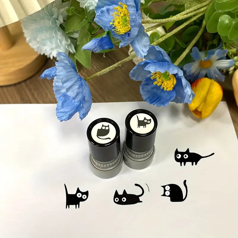 귀여운 기울어진 목 검은 고양이 스탬프, 저널링, 예술 - Art Craft Cat 리뷰 및 가격