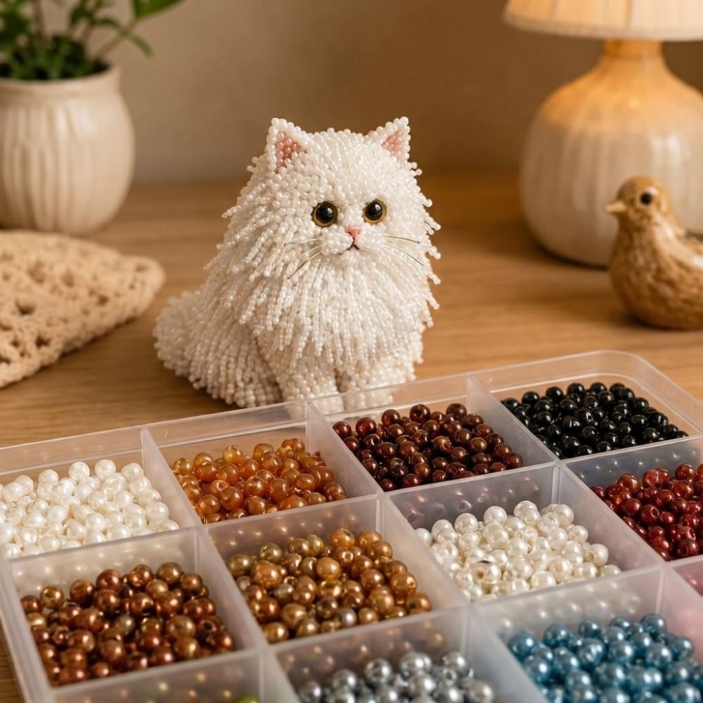 수제 DIY 동물 비즈 자수 키트, 다채로운 미니 비즈 - Art Craft Cat 리뷰 및 가격