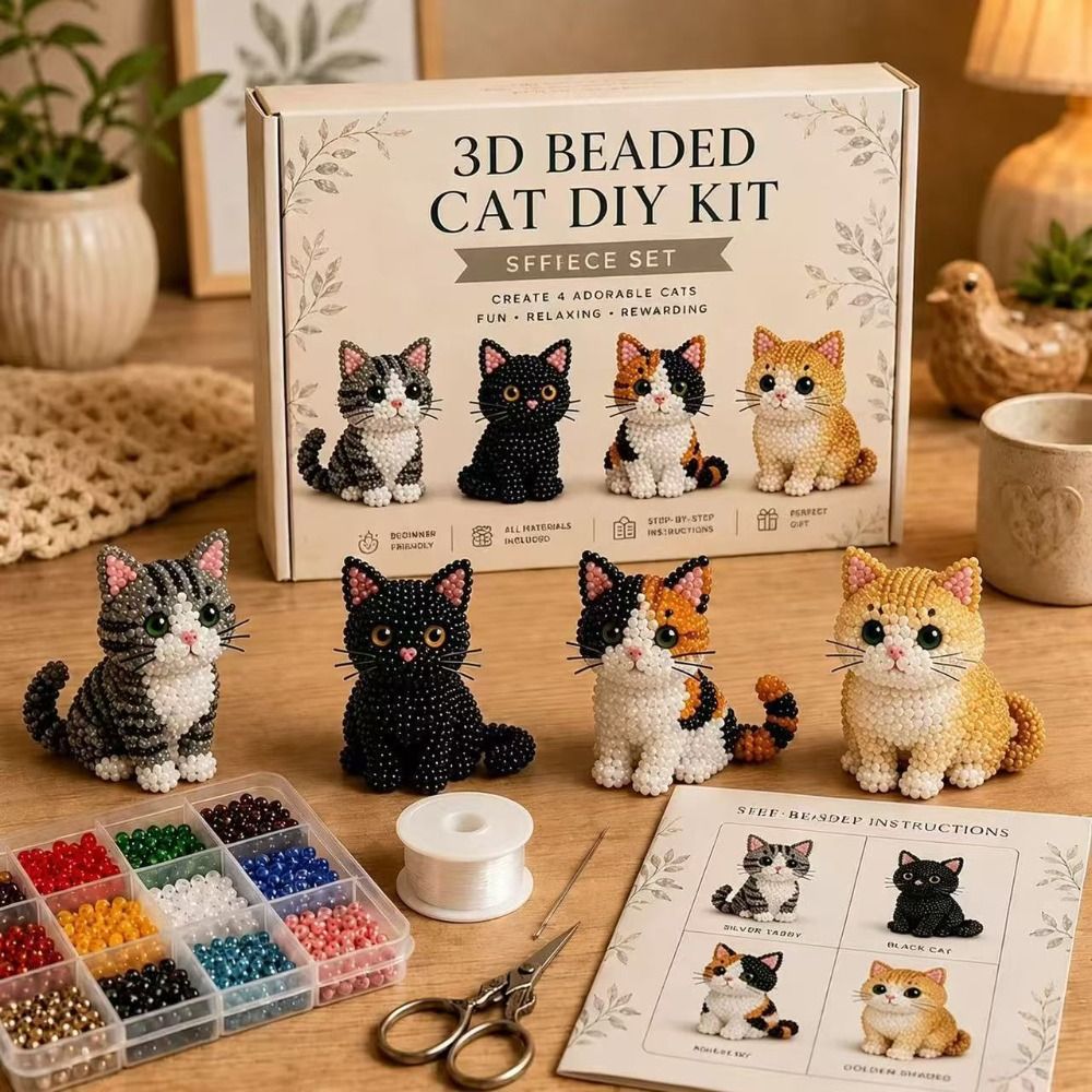 수제 DIY 동물 비즈 자수 키트, 다채로운 미니 비즈 - Art Craft Cat 리뷰 및 가격