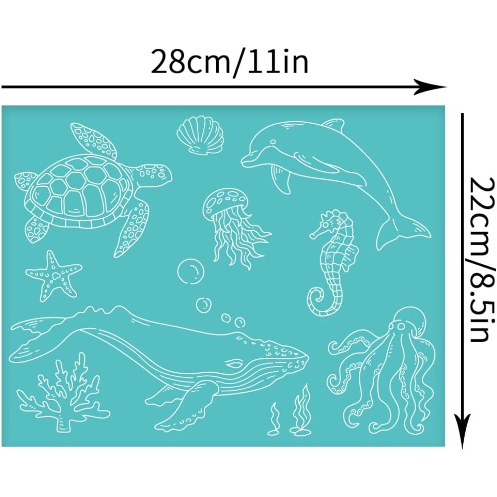 2Pcs 11x8.6 인치 바다 동물 자체 접착 실크  - Silk Screen Printing 리뷰 및 가격