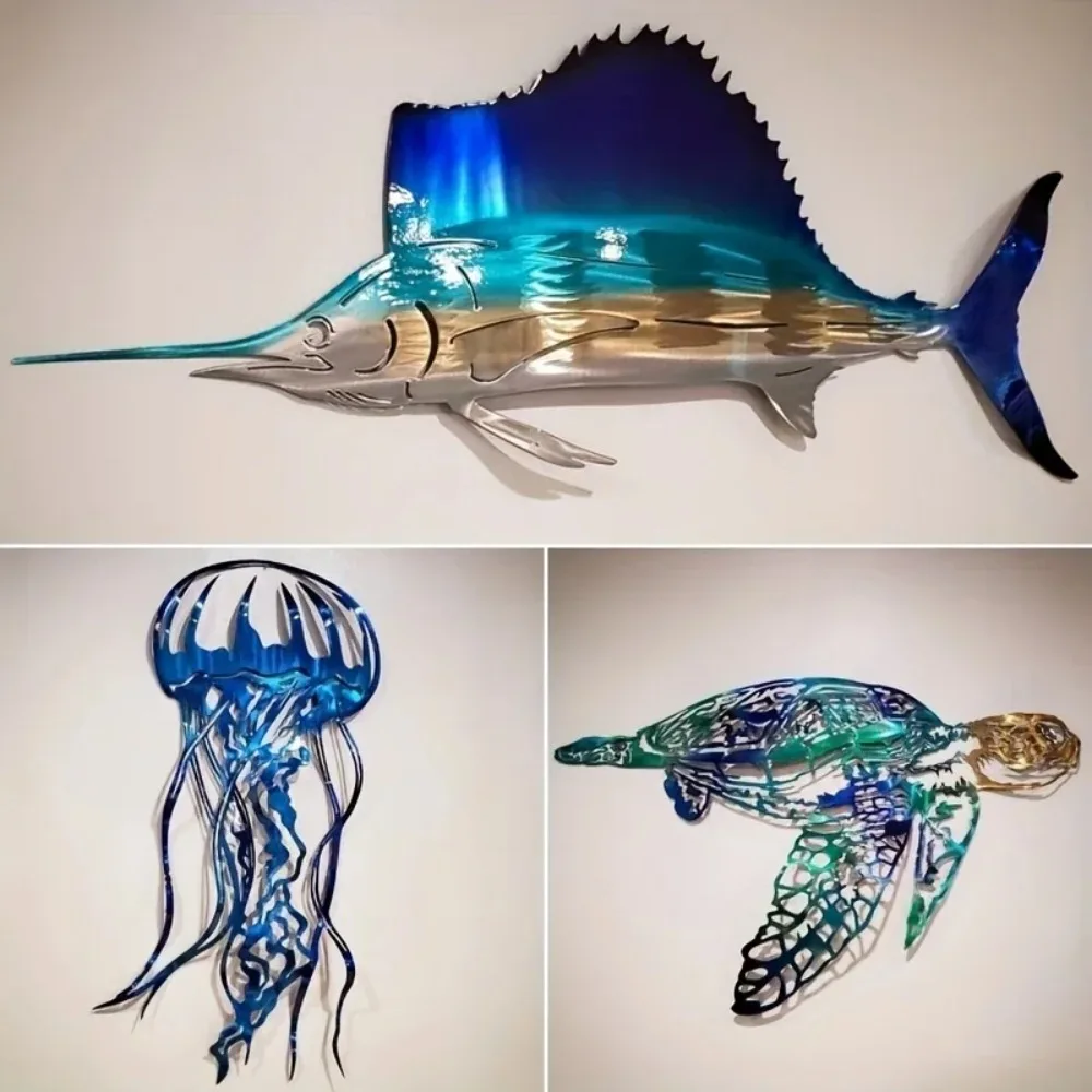 CIFBUY 금속 벽 예술 장식품, 갈치 해파리 거북이 - Art Craft Jellyfish 리뷰 및 가격