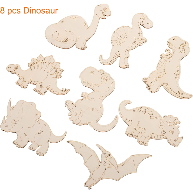 8/24개 미완성 나무 공룡 동물 레이저 컷, DIY  - Art Craft Dinosaurs 리뷰 및 가격