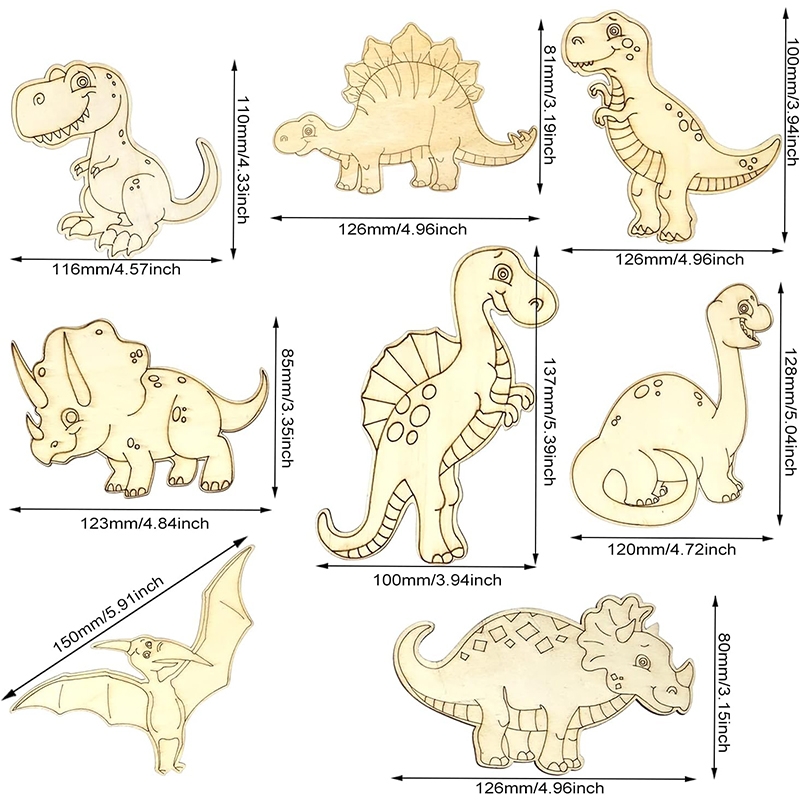 8/24개 미완성 나무 공룡 동물 레이저 컷, DIY  - Art Craft Dinosaurs 리뷰 및 가격